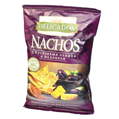 Чипсы кукурузные Nachos с оливками и паприкой 150гр м/у