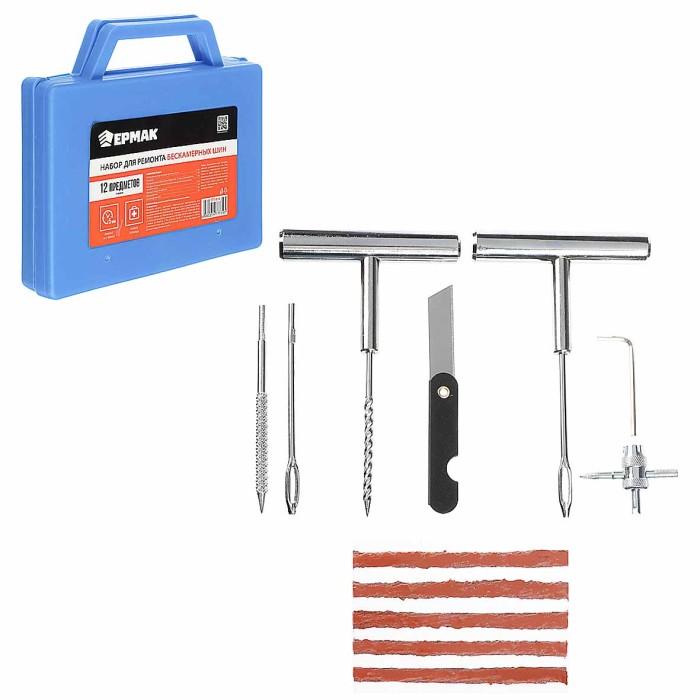 Набор Ермак для ремонта бескамерных шин 12пр в кейсе арт777-010