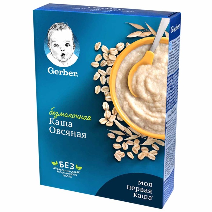 Каша Gerber овсяная безмолочная для начала прикорма 180гр к/у