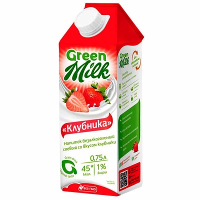 Напиток соевый Green Milk клубника 0,75л т/п