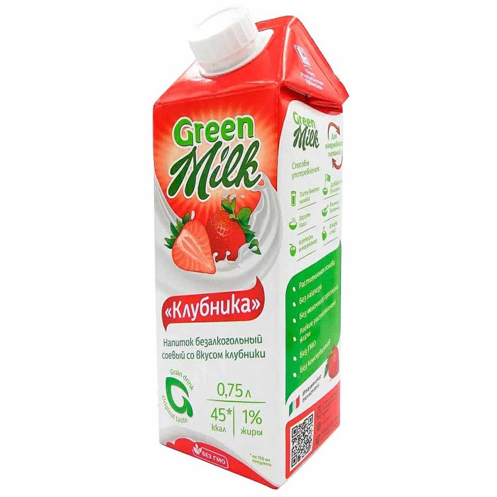 Напиток соевый Green Milk клубника 0,75л т/п