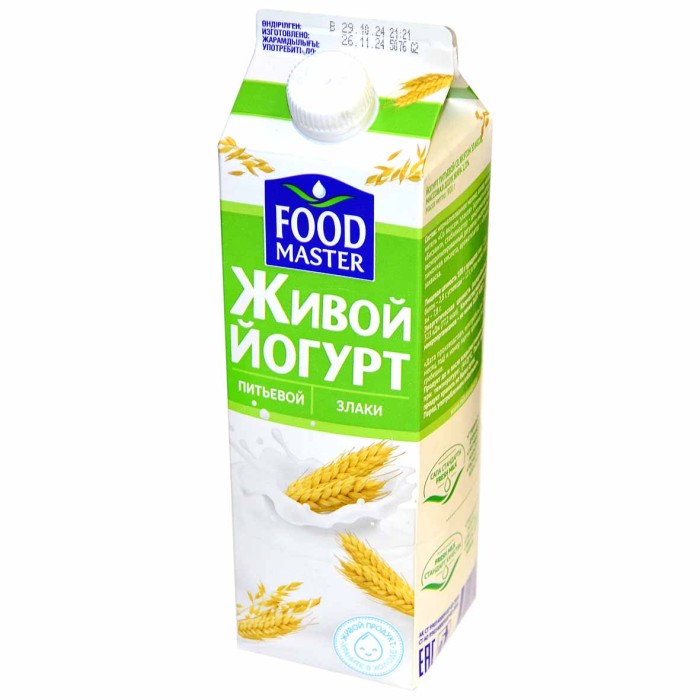 Йогурт питьевой FoodMaster Злаки 2% 900мл т/п