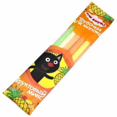 Трубочки для молока Три кота фруктовый микс 30гр м/у