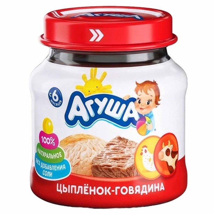 Пюре Агуша цыпленок-говядина с 6мес 80гр ст/б
