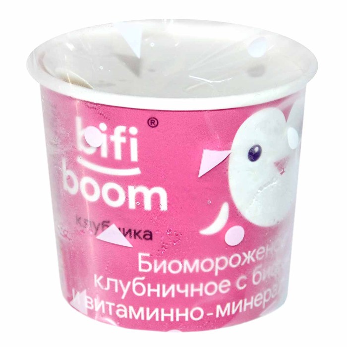 Мороженое Bifi Boom клубничное с бифидобактериями 50гр стакан