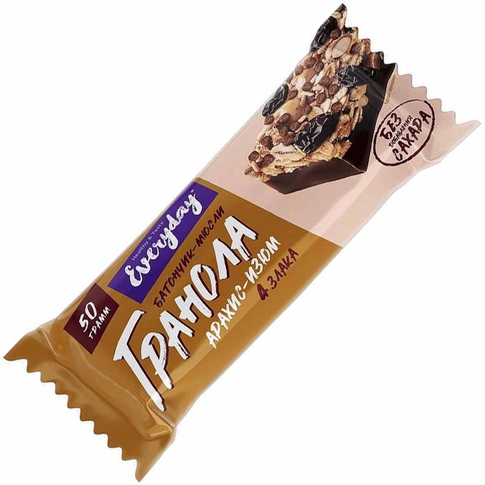 Батончик-мюсли Everyday Гранола арахис-изюм 4злака 50гр м/у