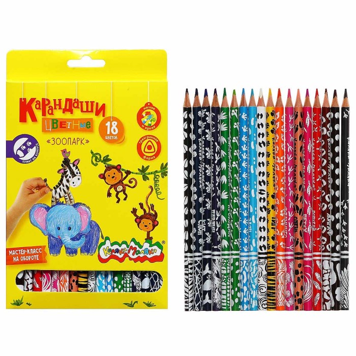 Карандаши цветные Каляка-Маляка Зоопарк 18цв артКТПКМ18