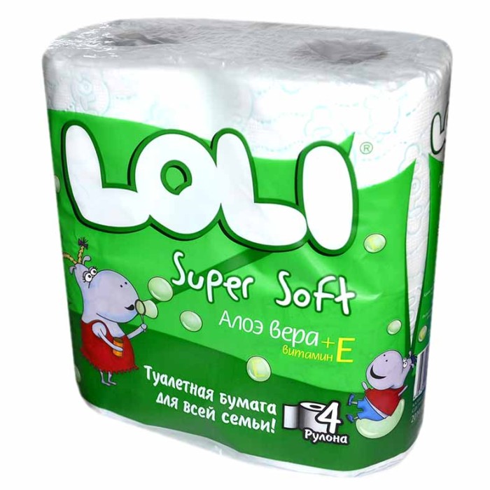Бумага туалетная Loli Super Soft Алоэ вера 4шт м/у