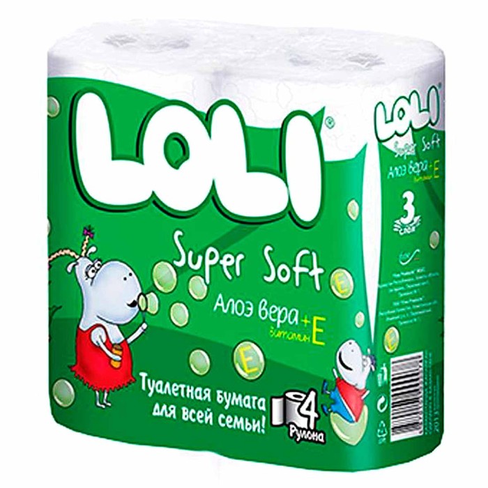 Бумага туалетная Loli Super Soft Алоэ вера 4шт м/у