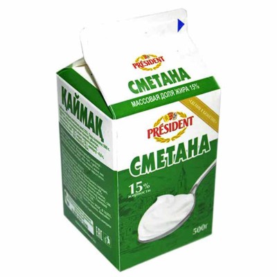 Сметана President 15% 500гр т/п