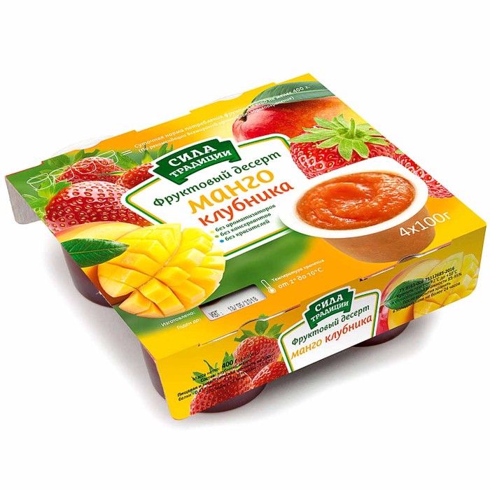 Десерт Сила Традиции фруктовый Клубника-Манго 4*100гр пэт