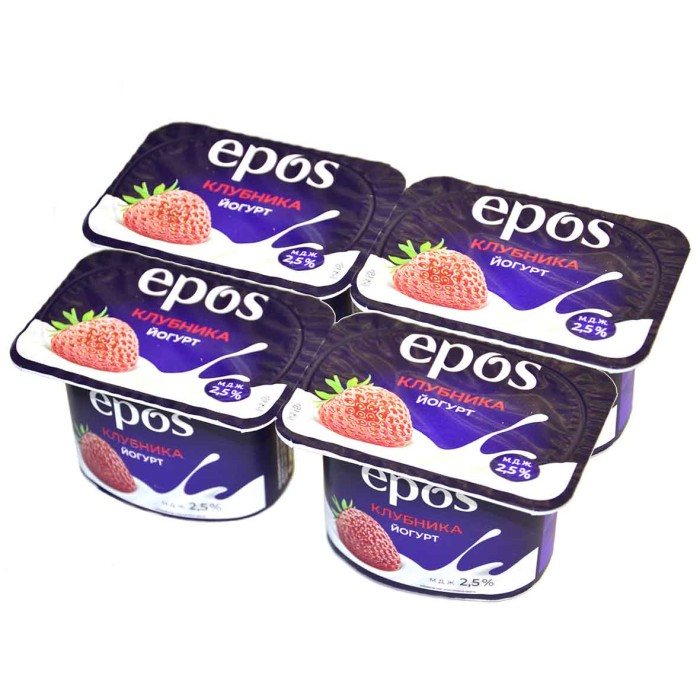 Йогурт Epos клубника 2,5% 120гр пэт