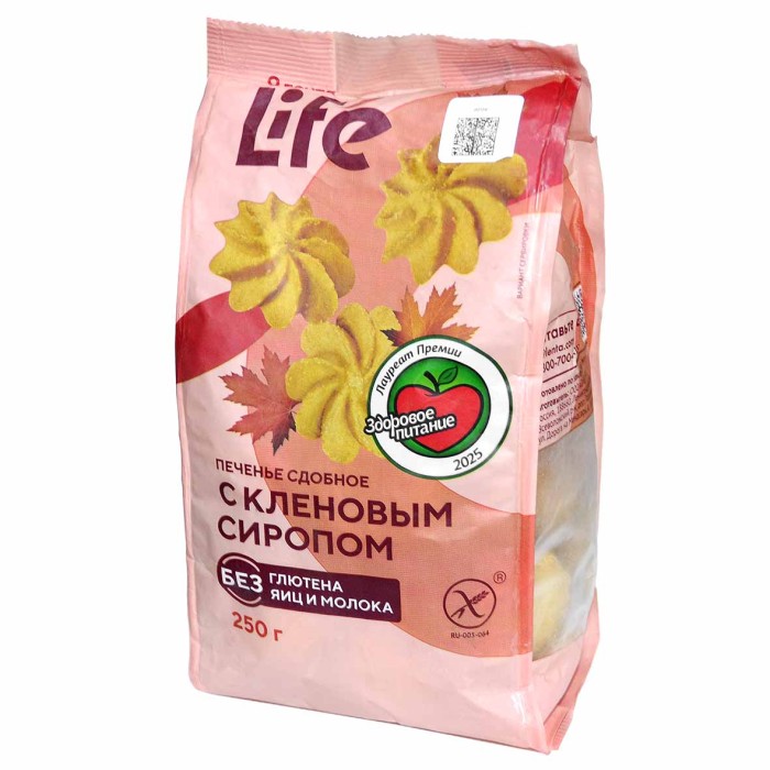 Печенье сдобное Лента Life с кленовым сиропом 250гр м/у
