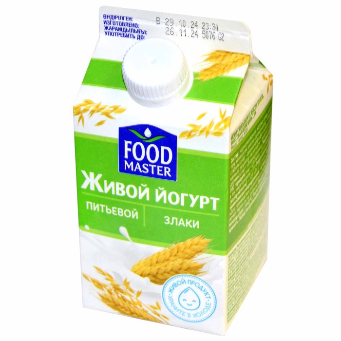 Йогурт питьевой FoodMaster Злаки 2% 450мл т/п