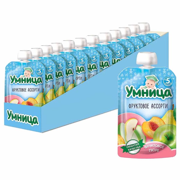 Пюре Умница фруктовое ассорти с 5мес 100гр пауч
