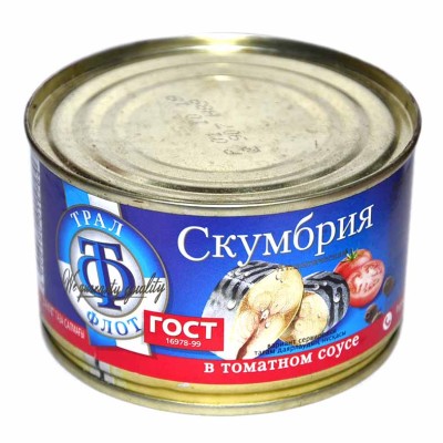 Скумбрия ТралФлот в томатном соусе 240гр ж/б