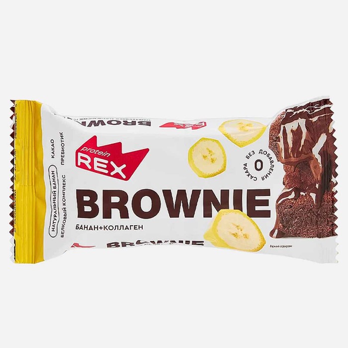 Пирожное протеиновое Proteinrex Brownie банановое 50гр м/у