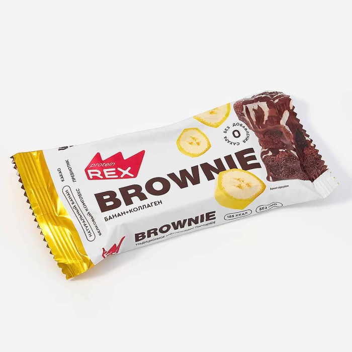 Пирожное протеиновое Proteinrex Brownie банановое 50гр м/у