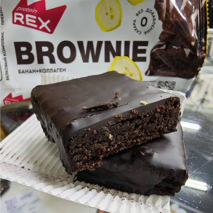 Пирожное протеиновое Proteinrex Brownie банановое 50гр м/у