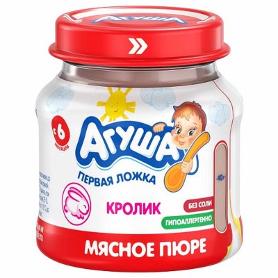 Пюре Агуша кролик с 6мес 80гр ст/б