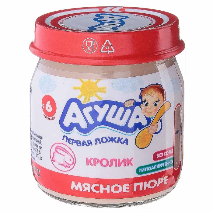 Пюре Агуша кролик с 6мес 80гр ст/б