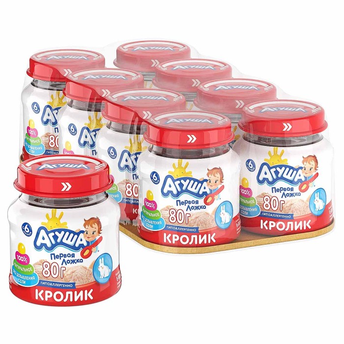 Пюре Агуша кролик с 6мес 80гр ст/б