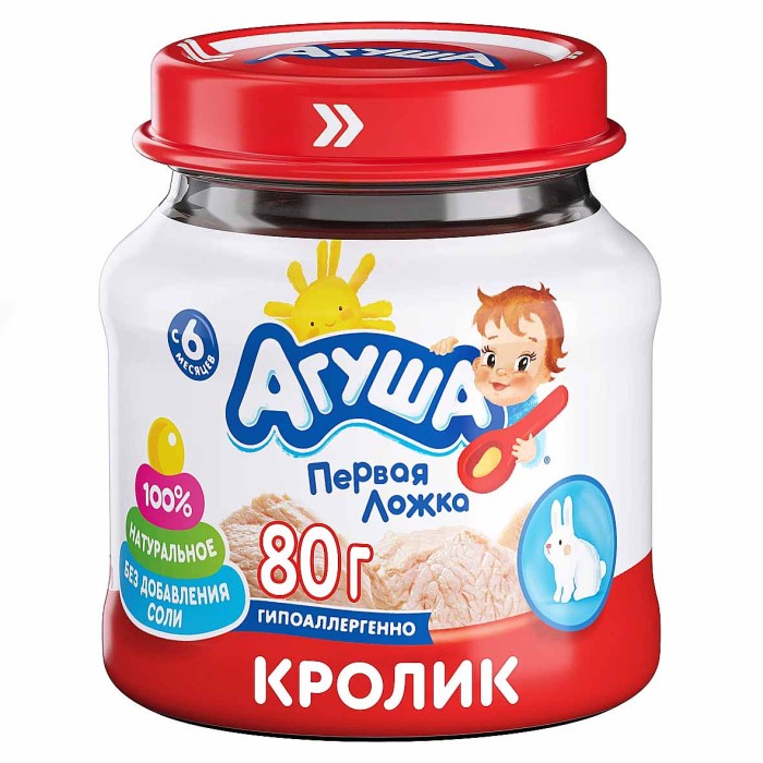 Пюре Агуша кролик с 6мес 80гр ст/б