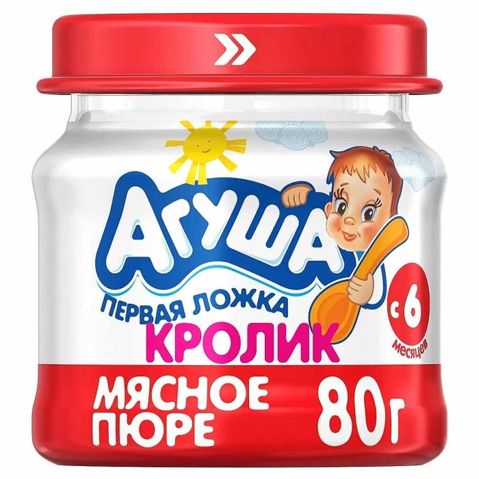 Пюре Агуша кролик с 6мес 80гр ст/б