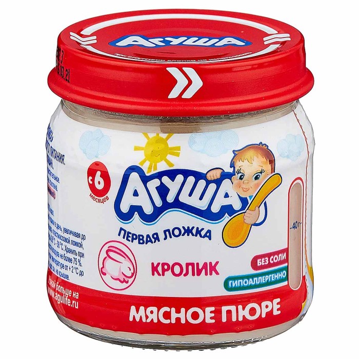 Пюре Агуша кролик с 6мес 80гр ст/б