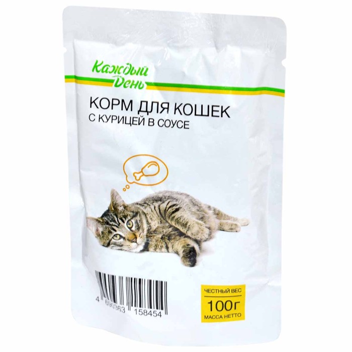 Корм для кошек Каждый день курица в соусе 100гр пауч