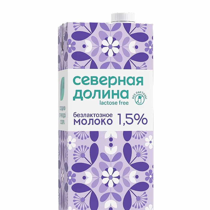 Молоко Северная Долина ультрапастеризованное безлактозное 1,5%  950гр т/п