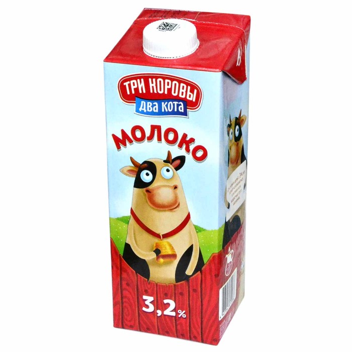 Молоко Три коровы два кота ультрапастеризованное 3,2% 1л т/п