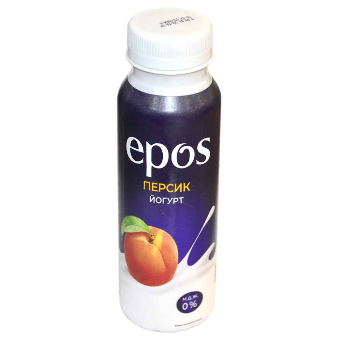 Йогурт питьевой Epos персик 0.05% 250гр пэт