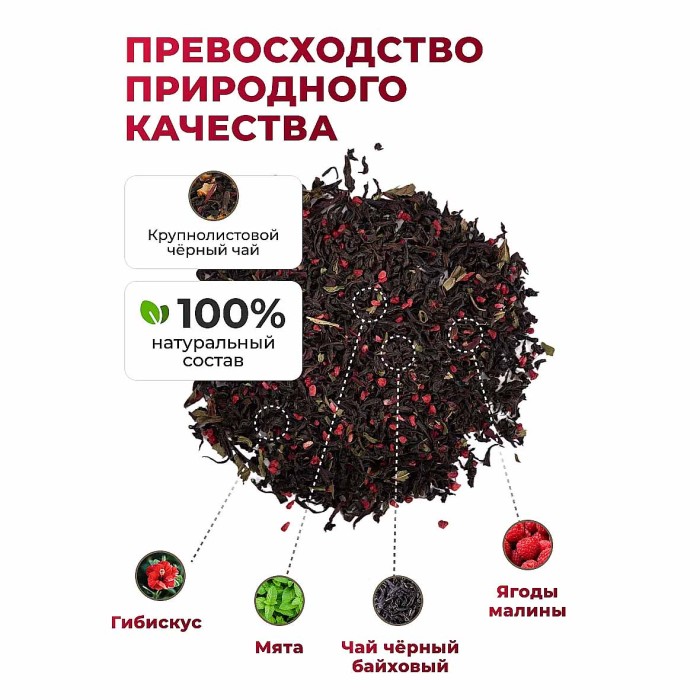 Чай черный Предгорья Белухи байховый с малиной и мятой 105гр пэт