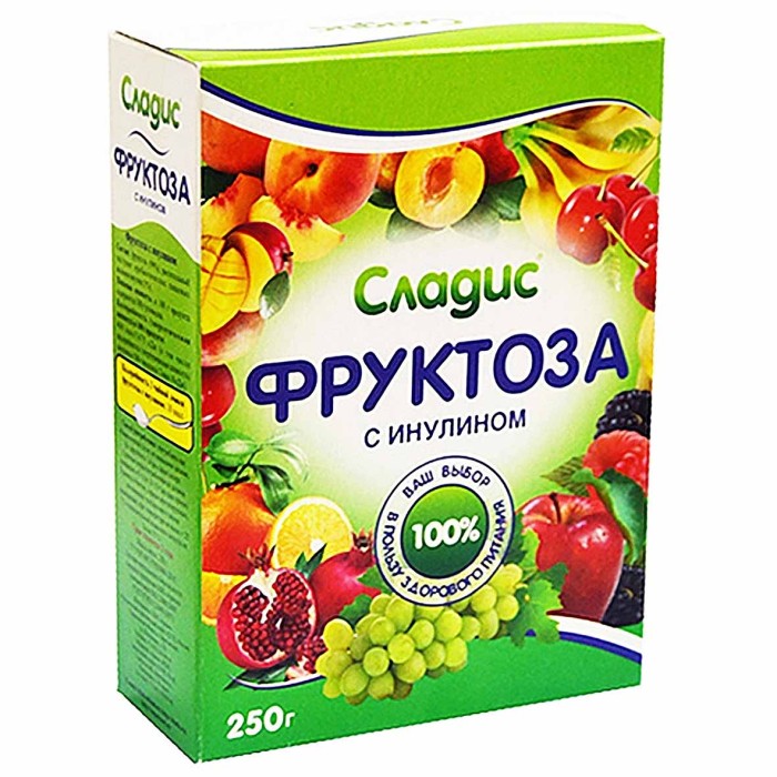 Фруктоза Сладис кристаллическая с инулином 250гр к/у