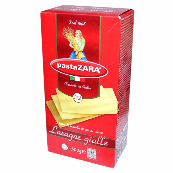 Макароны Pasta Zara лазанья №112 500гр м/у