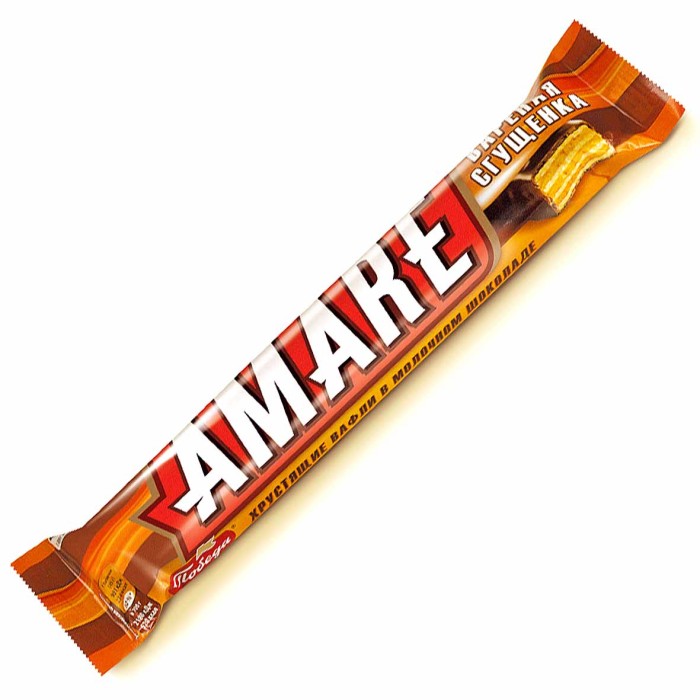 Вафли Победа Amare со вкусом вареной сгущенки в молочном шоколаде 45гр м/у