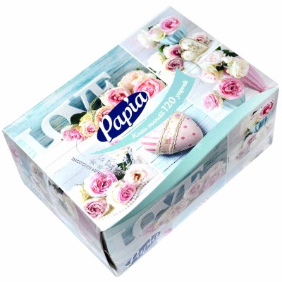 Салфетки бумажные Papia mini 2-х слойные 120шт к/у