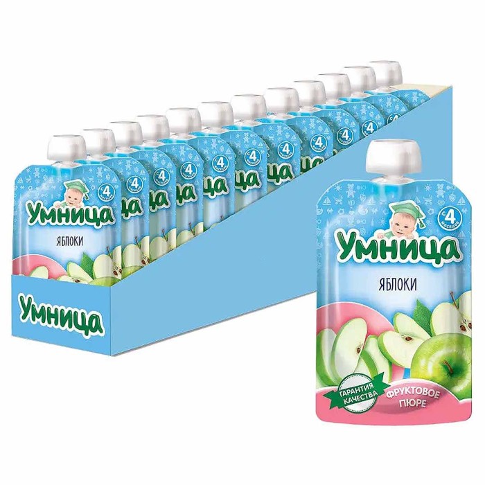 Пюре Умница яблоко с 4мес 100гр пауч