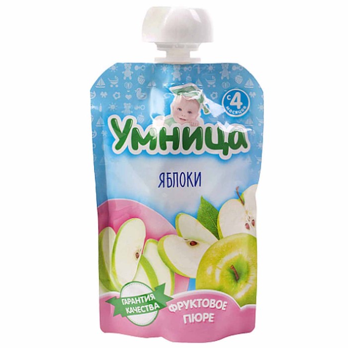 Пюре Умница яблоко с 4мес 100гр пауч
