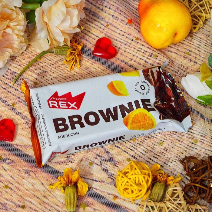 Пирожное протеиновое Proteinrex Brownie апельсиновое 50гр м/у
