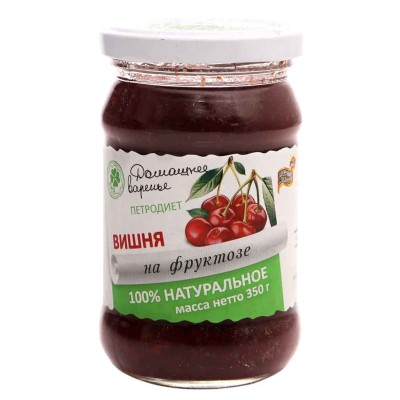Варенье Петродиет Домашнее вишневое на фруктозе 240гр ст/б