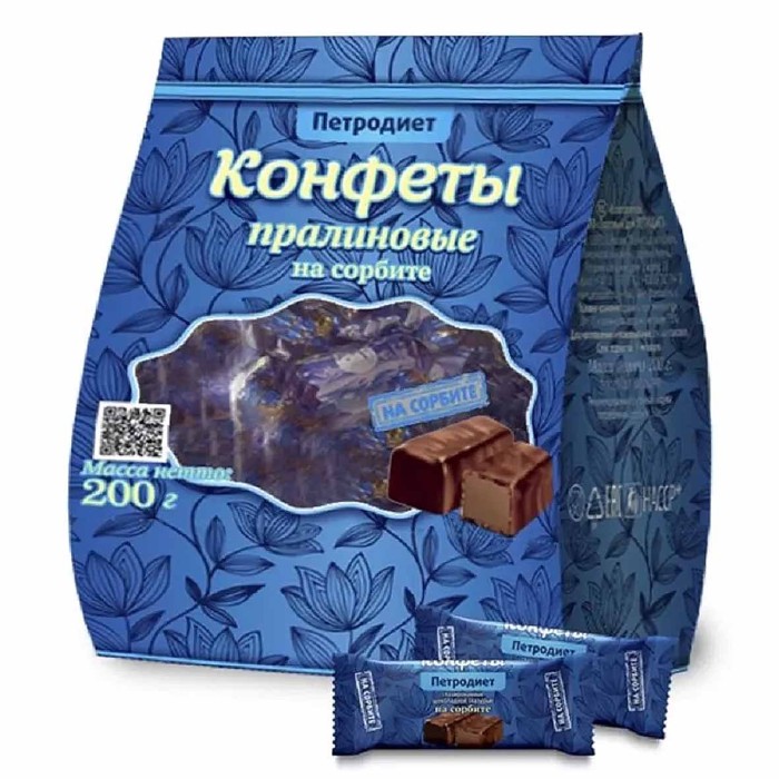 Конфеты Петродиет пралиновый на сорбите 200гр м/у
