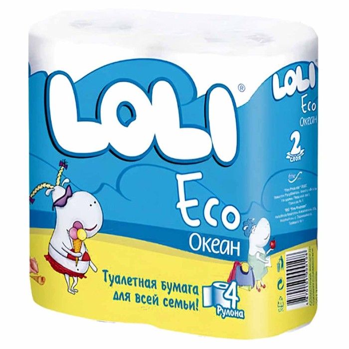 Бумага туалетная Loli Eco Океан 4шт м/у