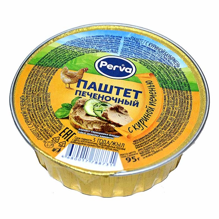 Паштет Perva печеночный с куриной печенью 95гр ламистер круглый