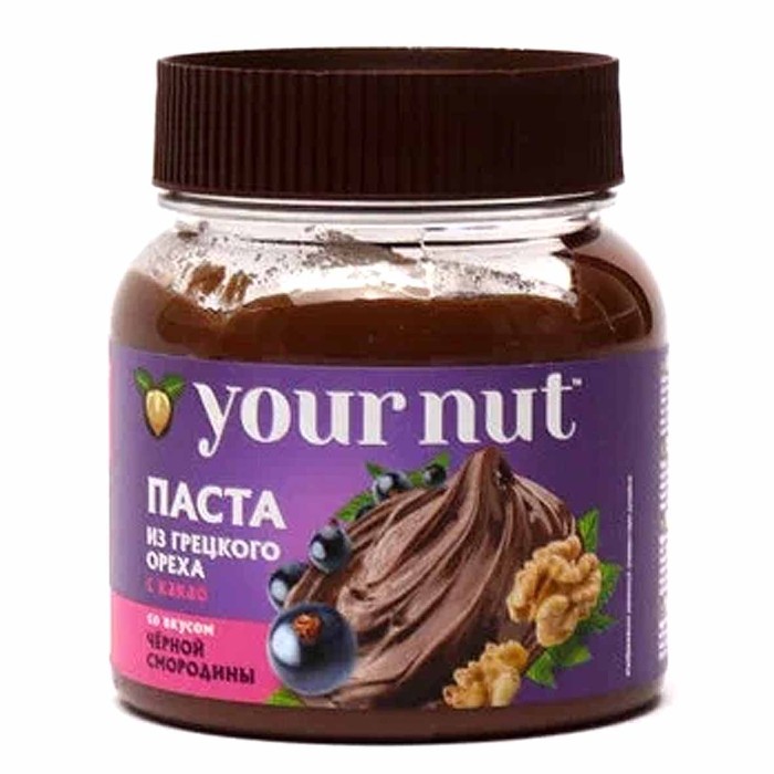 Паста из грецкого ореха Your Nut с какао о вкусом черной смородины 250гр пэт