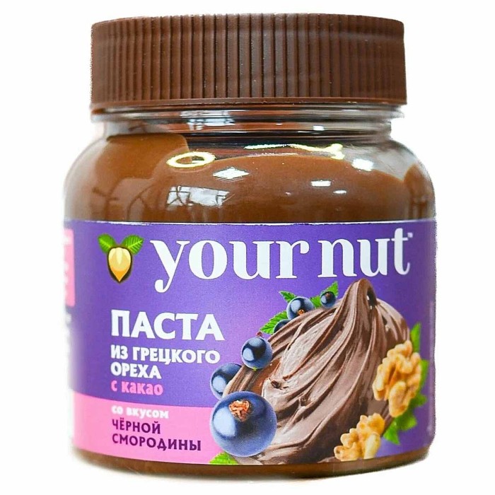 Паста из грецкого ореха Your Nut с какао о вкусом черной смородины 250гр пэт