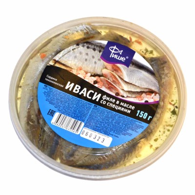 Сардина Фише Иваси тихоокеанская филе в масле со специями 150гр пэт