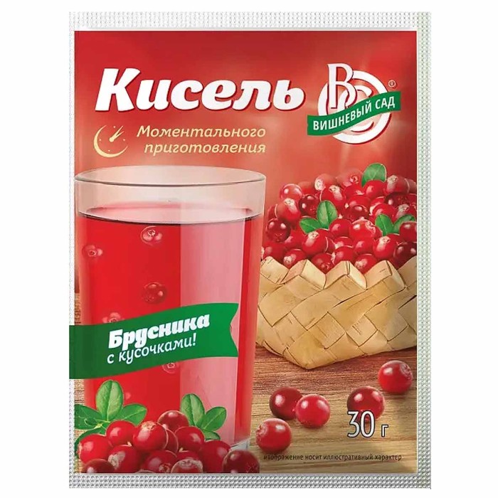 Кисель Вишневый сад брусника с кусочками 30гр м/у