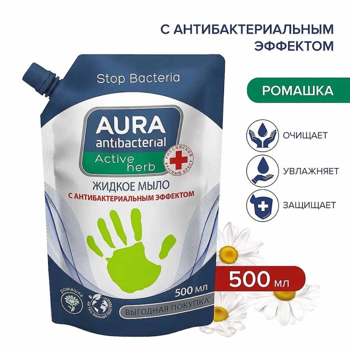 Мыло жидкое Aura Антибактериальное 500мл д/п